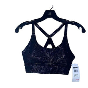 Wildfox Sweat Sports Bra S Foil Confetti Black Multicolor Interstellar Kai NWT